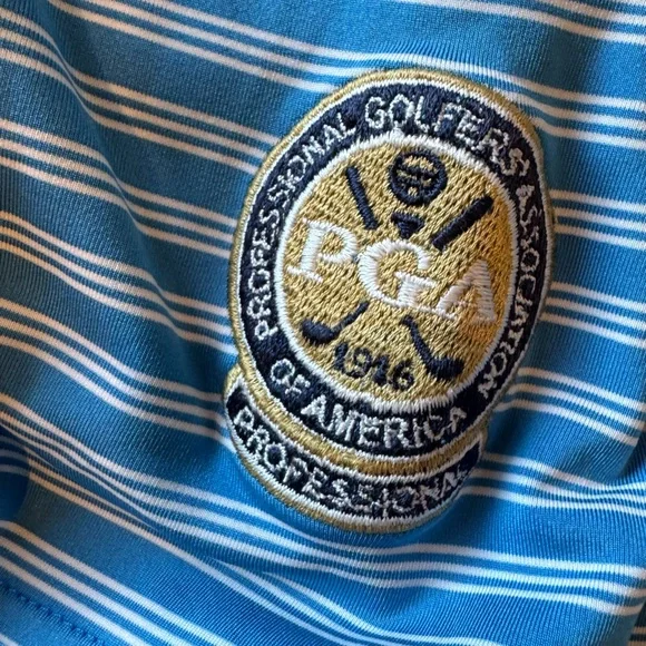 Adidas Mens lightweight breathable blue/white striped golf shirt size Large - Picture 3 of 6